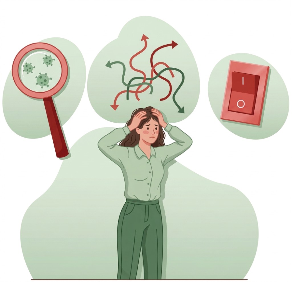 Person struggling with OCD intrusive thoughts